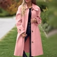 thumbnail image 1 of Womens Fit Mid Long Button Coat Lapel Jacket Overcoat Outwear Trench Windbreaker Silk Coats for Women Womens Coats Wool Blend Belted Long Wool Coat Blend Winter Jackets Women Thick Wool Coat Women, 1 of 7