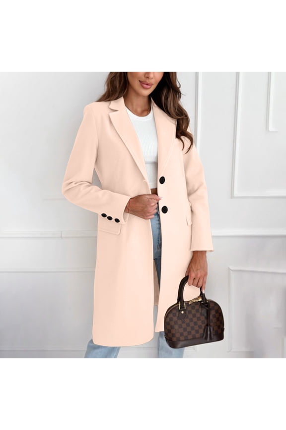 Womens Fit Mid Long Double Coat Lapel Jacket Overcoat Outwear Trench Windbreaker Wool for Women Acrylic Hiking Winter Jackets Cold Weather Womens Winter Jackets over Coat Wool Coats Winter Jackets