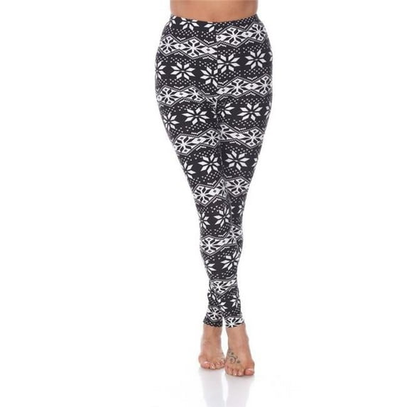 Womens Fit Size Most Printed Leggings, Black & White - One Size