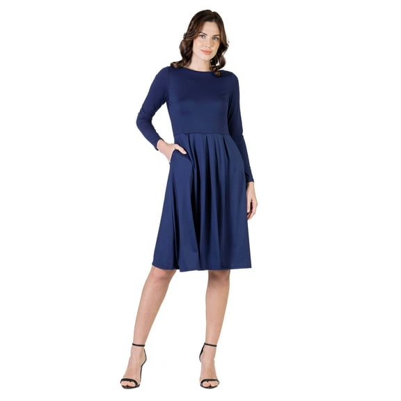 Womens Fit and Flare Midi Dress