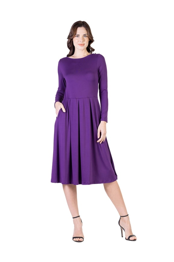 Womens Fit and Flare Midi Dress