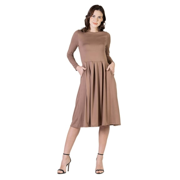 Womens Fit and Flare Midi Dress