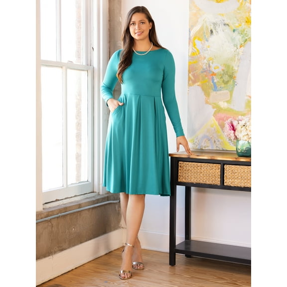 Womens Fit and Flare Midi Dress