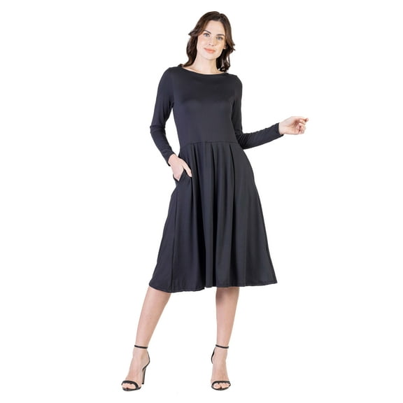 Womens Fit and Flare Midi Dress