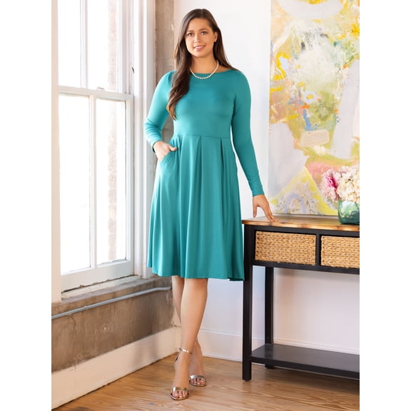Womens Fit and Flare Midi Dress