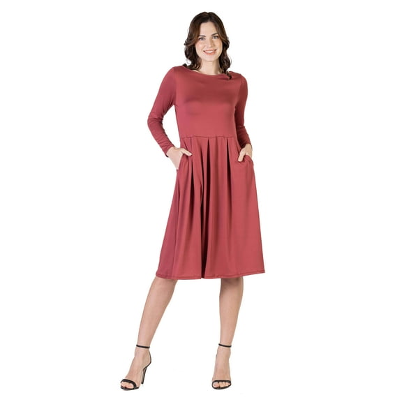 Womens Fit and Flare Midi Dress