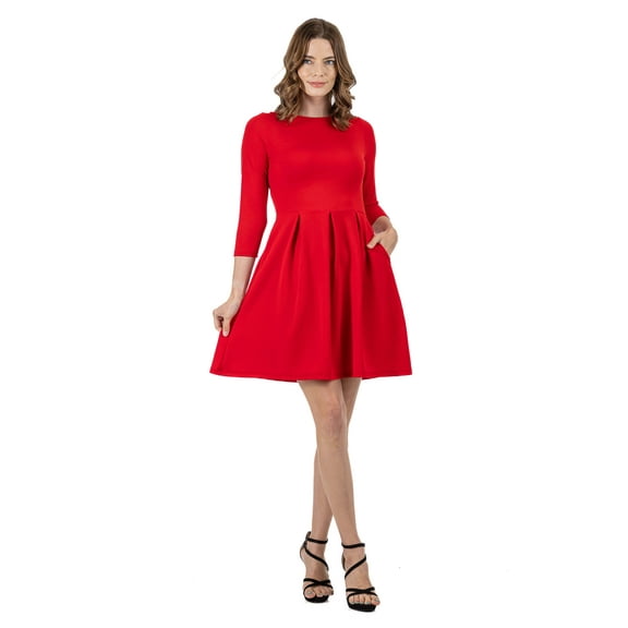 Womens Fit and Flare Pocket Dress