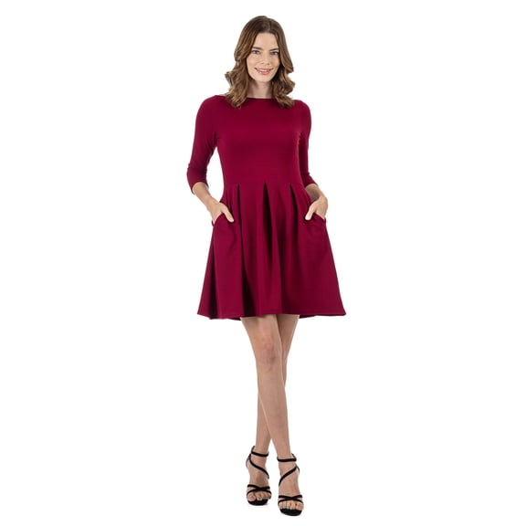 Womens Fit and Flare Pocket Dress