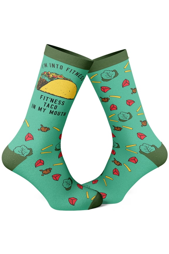 Womens Fitness Taco Sock Funny Cute and Humor Sarcastic Graphic Cool Crazy Footwear