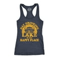 thumbnail image 1 of Womens Fitness Tank Day Drinking On The Lake Is My Happy Place Tanktop Funny Summer Boating Vacation Shirt, 1 of 7