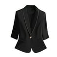 thumbnail image 1 of Womens Fitted Blazer Suit Jackets with Pockets 3/4 Sleeve Notch Laple Collar One Button Business Casual Outfits (2XL, Black-B), 1 of 4
