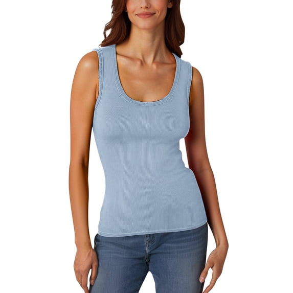 Womens Fitted Cami Top for Ladies Rib Texture Sleeveless Cut vacation ...