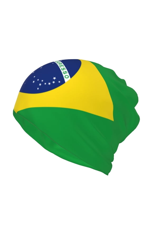 Womens Flag Of Brazil Slouchy Beanie Cap Headwear Hat Turban