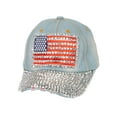 thumbnail image 1 of Womens Flag Patched Distressed Denim Baseball Cap - Light Denim, 1 of 4