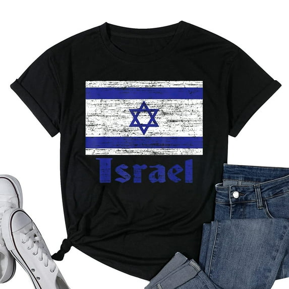 Womens Flag of Israel, Israeli Flag, Israel Pride T-Shirt Black Medium