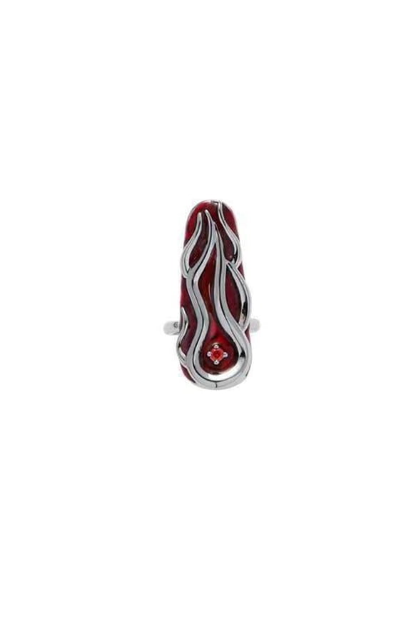 Womens Flame Red Liquid Metal Ring Unique Alloy Fashion Jewelry Modern Abstract Statement Accessory For Modern