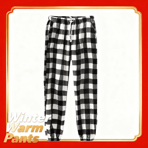 Womens' Flannel Fuzzy Pajama Pants Plaid Thermal Drawstring Elastic Waist Sleepwear Thick Warm Comfy Long Trousers with Pockets Autumn Winter Cozy Clothing Loungewear & Homewear
