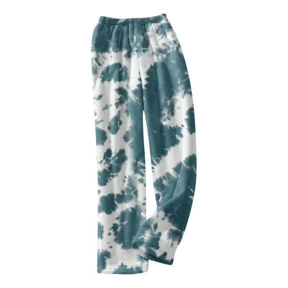 Womens Flannel Pajama Pants Fluffy Warm Casual Plush Heart Print Sleep Pants Valentine's Day Fuzzy Sleepwear