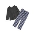 thumbnail image 1 of Womens Flannel Pajamas Sets - Cotton Knit Top, Plaid Flannel Lounge Pants Holiday PJ Set for Women - Black - 1X, 1 of 9