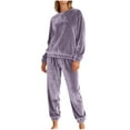 thumbnail image 1 of Womens Flannel Pajamas Sets Winter Warm Soft Fleece Pjs Sleepwear Long Sleeve Tops Cropped Pants Casual Loungewear Set, 1 of 5