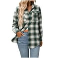 thumbnail image 1 of Womens Flannel Plaid Button Down Shirts Long Sleeve Turndown Collar Classic Blouses Jackets With Pockets, 1 of 7
