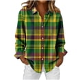 thumbnail image 1 of Womens Flannel Plaid Shirts in Women Long Sleeve Button Down Lapel Tops Colorful Plaid Spring Fall Casual Loose Fit Womens Shirts, 1 of 6
