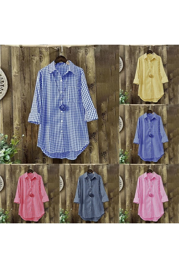 Womens Flannel Plaid Shirts in Women Plus Size Button Down Retro Tops Long Sleeve Spring Fall Casual Loose Fit Womens Shirts