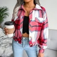 thumbnail image 1 of Womens Flannel Shacket Jacket Casual Plaid Wool Blend Button Down Long Sleeve Shirt Fall Clothes Outfits, 1 of 5