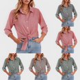 thumbnail image 1 of Womens Flannel Shirts Long Sleeve Button Down Thin Tops Lapel Spring Fall Casual Loose Fit Womens Shirts, 1 of 9