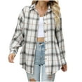 thumbnail image 1 of Womens Flannels - Long Sleeve Plaid Shirt for Women with Chest Pocket - Lapel Collar Button up Flannel Tops for Fall Jackets Casual Blouses Outdoor Wear, 1 of 4