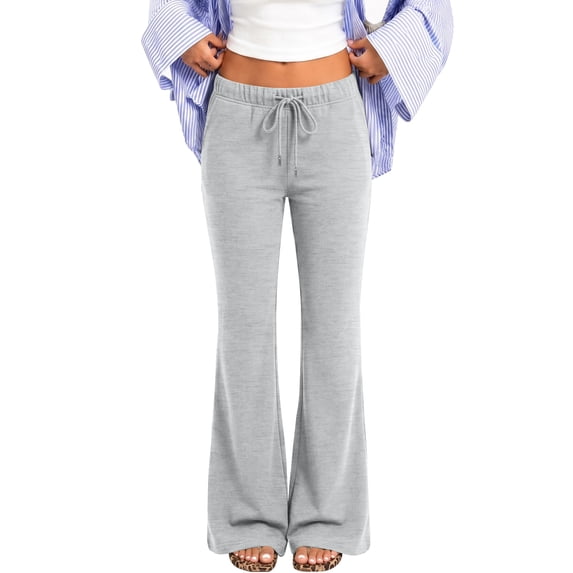 Womens Flare Leg Sweatpants Drawstring Elastic Waist Jogger Pants 2026 Fall Travel Sweat Pants with Pockets, M