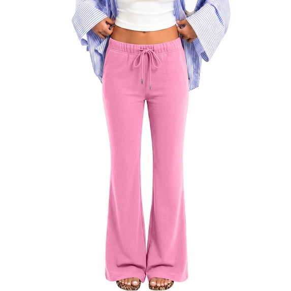 Womens Flare Leg Sweatpants Drawstring Elastic Waist Jogger Pants 2026 Fall Travel Sweat Pants with Pockets, S