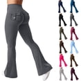 thumbnail image 1 of Womens Flare Leggings High Waisted Cargo Yoga Workout Leggings Scrunch Butt Lifting Legging Tummy Control Bootcut Pants Dark Gray 2XL, 1 of 4