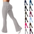 thumbnail image 1 of Womens Flare Leggings High Waisted Cargo Yoga Workout Leggings Scrunch Butt Lifting Legging Tummy Control Bootcut Pants Light Gray 2XL, 1 of 4