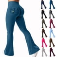 thumbnail image 1 of Womens Flare Leggings High Waisted Cargo Yoga Workout Leggings Scrunch Butt Lifting Legging Tummy Control Bootcut Pants Royal Blue L, 1 of 4
