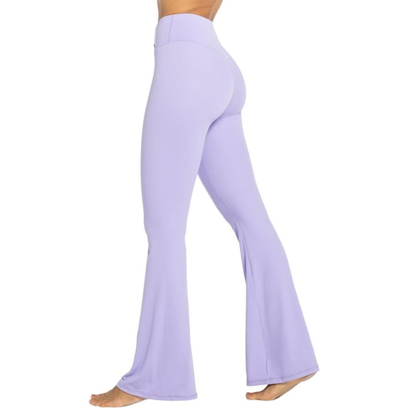 Womens Flare Leggings with Tummy Control Crossover Waist and Wide Leg