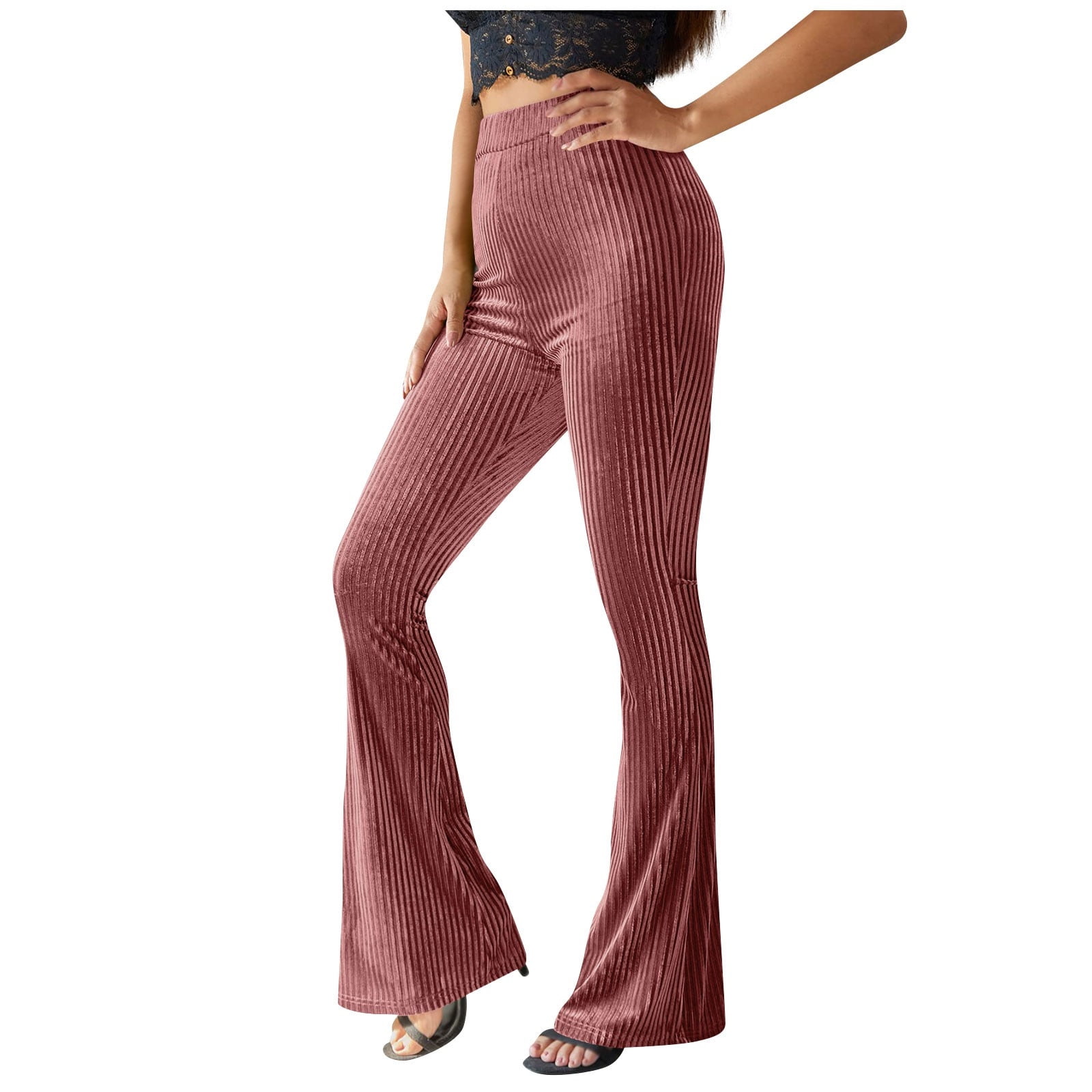 Womens Flare Pants Leggings Trousers High Waisted Butt Lift Belly