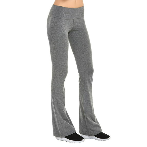Womens Flare Yoga Pants Fashion Bootcut Sport Yoga Pants Solid Mid High Waist Solid Tummy Control Long Pants Gray L