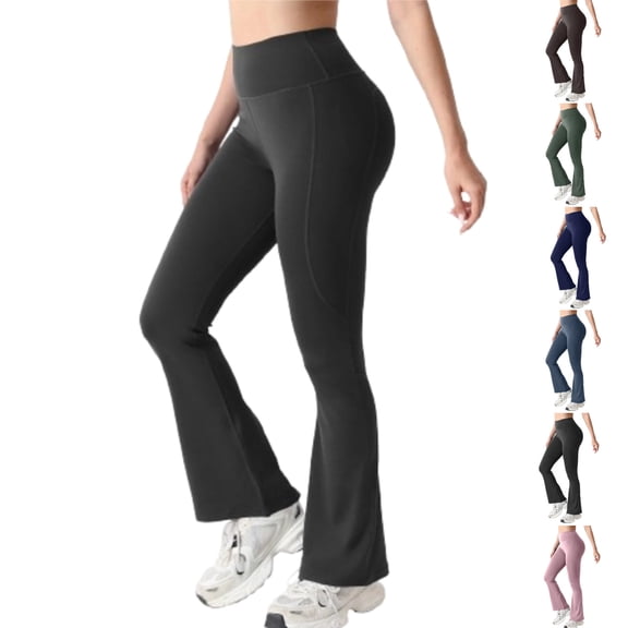 Womens Flare Yoga Pants High Waist Tummy Control Flared Leggings Bell Bottom Gym Workout Leggings Black M