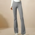 thumbnail image 1 of Womens Flare Yoga Pants Stretchy Elastic High Waist Solid Color Straight Casual Workout Gym Leggings Full Length Pants,Gray,S, 1 of 5