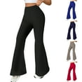 thumbnail image 1 of Womens Flared Trousers High Waisted Elasticated Smart Casual Bootcut Work Trousers Office Elegant Long Work Pants Blue M, 1 of 7