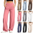 thumbnail image 1 of Womens Flared Yoga Pants with Pockets Casual Solid Color Slim Elastic Comfortable Fitness Pants Yoga Pants With Pocket Dance Workout Running, 1 of 6