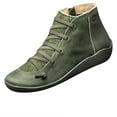 thumbnail image 1 of Womens Flat Boots Ladies Slip On Short Boots Lace-Up Ankle High Boots Side Zipper Casual Booties Classic Ankle Boots Extra Comfortable Clearance Shoes for Women, 1 of 4