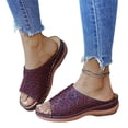 thumbnail image 1 of Womens Flat Sandals Arch Support Flower Graphic Platform Open Toe Non-Slip Cork Footbed Slide Sandals Soft Lounge Adjustable Buckle Slides for Daily Walking, 1 of 5