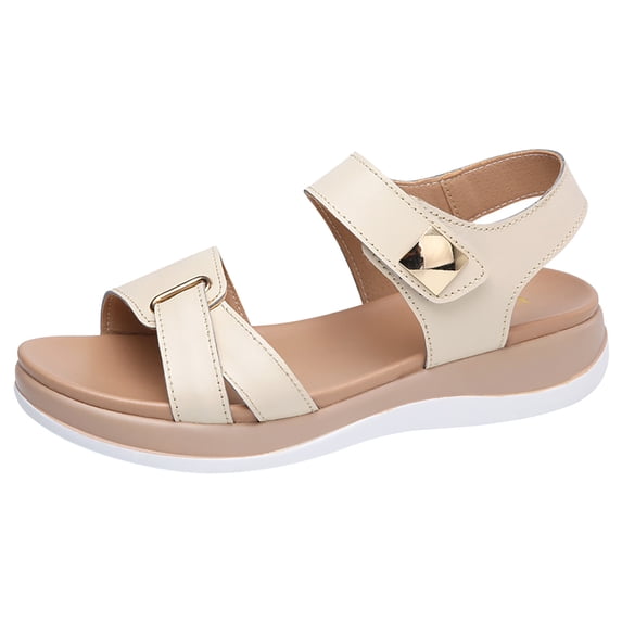 Womens Flat Sandals- Casual Summer Slide Sandals #822 Beige