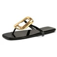 thumbnail image 1 of Womens Flat Sandals Comfortable Flip Flops Slide Sandals Summer Beach Shoes with Metal Decoration, 1 of 2