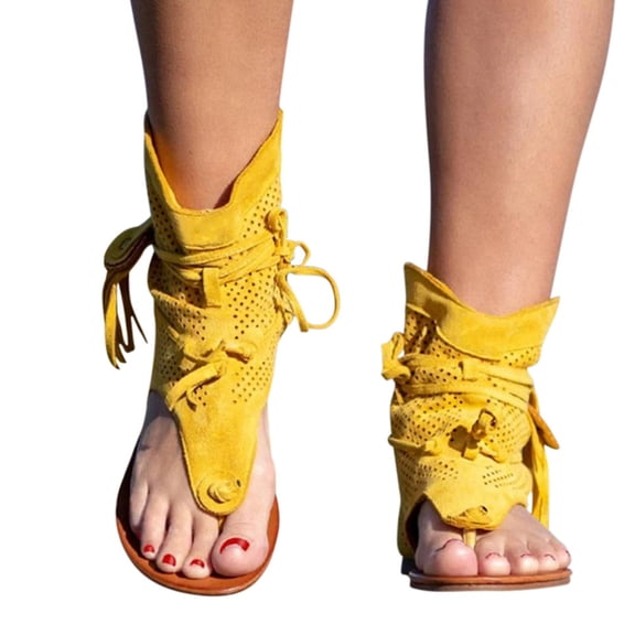Womens Flat Sandals Comfortable Walking with Dress Ankle Elastic Strap Jeweled Bohemian Thong Sandals