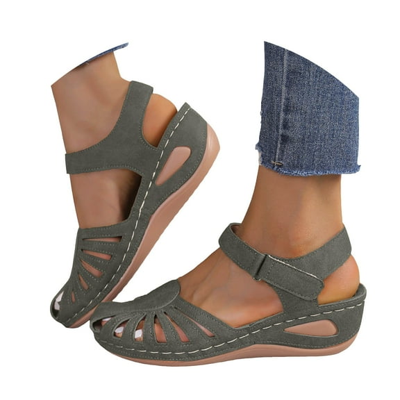 Womens Flat Sandals Fashion Gladiator Summer Sandal Closed Toe Wedge Dress Shoes for Women