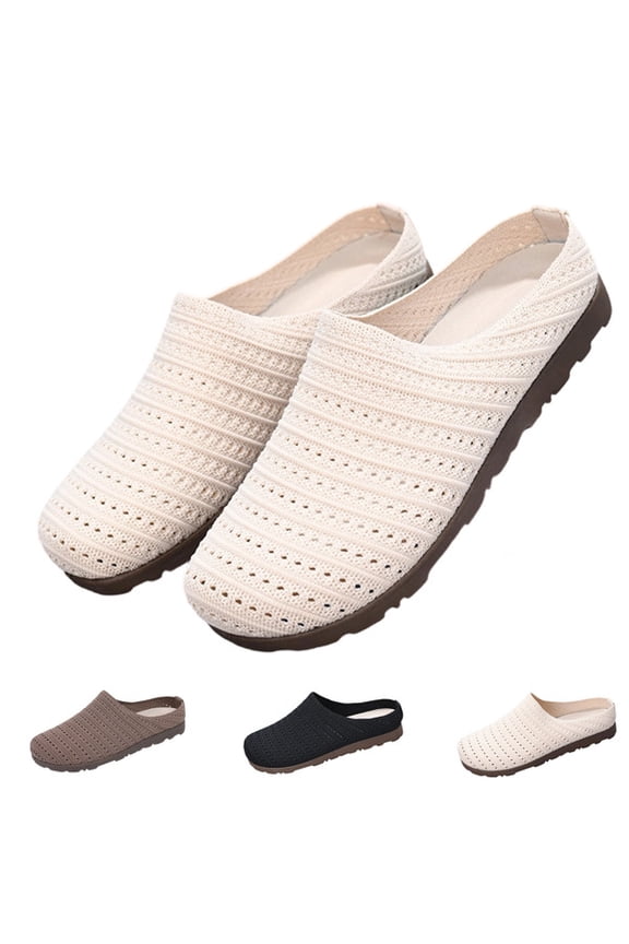 Womens Flat Sandals Mesh Closed Toe Slide Sandals Slip On Comfortable Flat Slippers Lightweight Breathable Textured Casual Shoes 2026 Summer,Beige,41