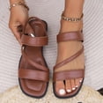 thumbnail image 1 of Womens Flat Sandals Plus Size Square Open Toe Slide Elastic Back Strap Sandals Comfy Casual Beach Shoes, 1 of 9